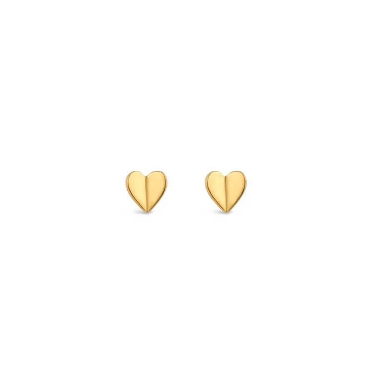 9K Yellow Gold Heart Stud Earrings - Jewellery Hut