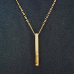 Gold personalised bar necklace with engraved date, perfect for meaningful gifts and elegant jewelry.