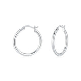 Silver hinged hoop earrings made from stainless steel, lightweight and hypoallergenic, perfect for any outfit.