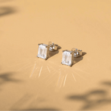 Sterling Silver Rectangle Cubic Stud Earrings - Jewellery Hut