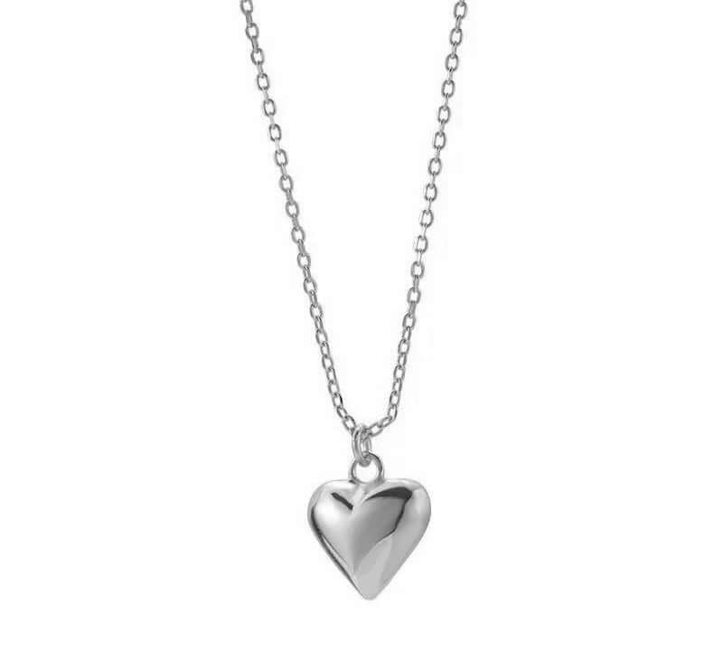 Sterling Silver Solid Heart Necklace - Jewellery Hut