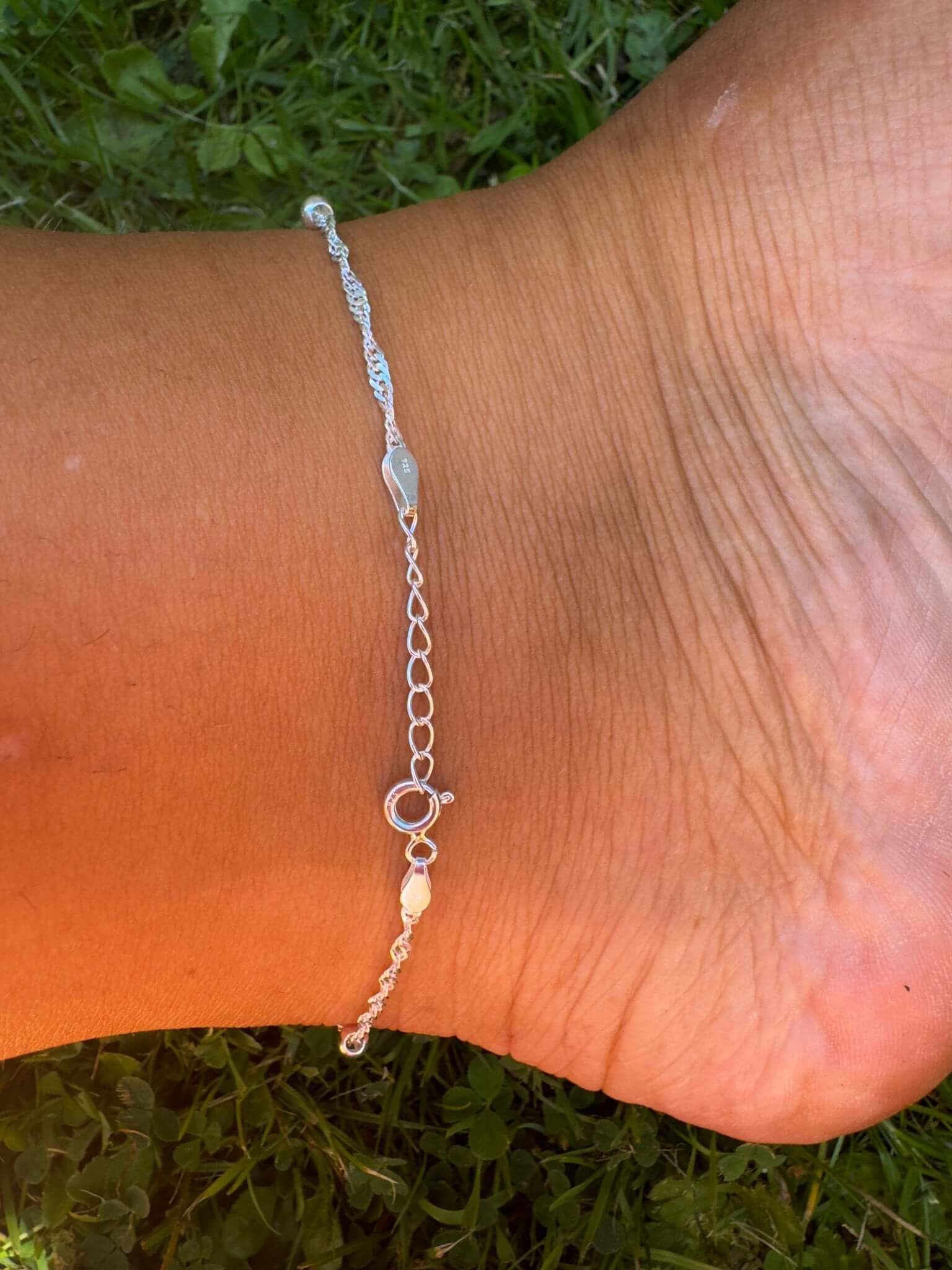Sterling Silver Twisted Satellite Anklet - Jewellery Hut