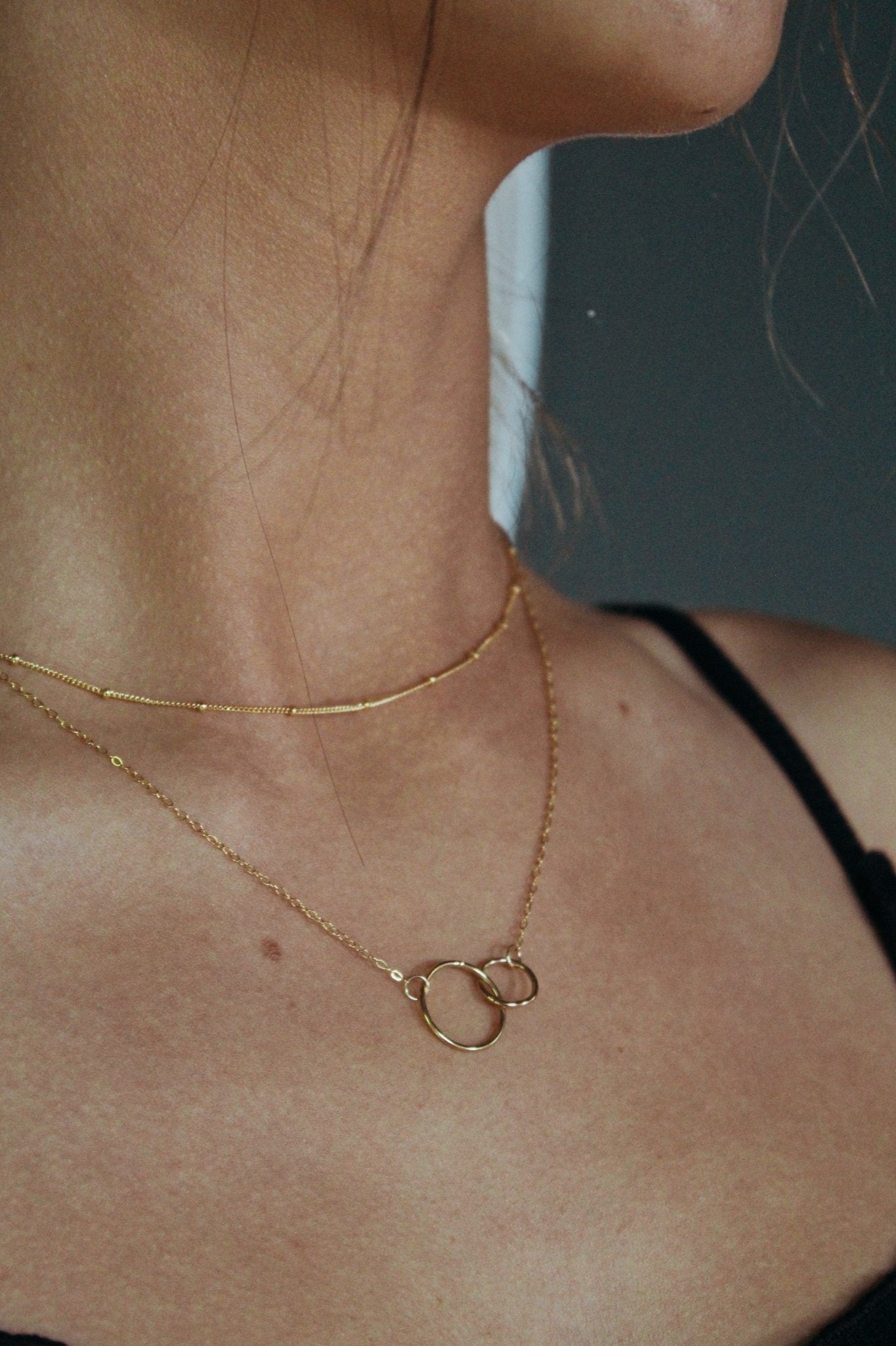 14K Gold Interlocking Rings Necklace - Jewellery Hut
