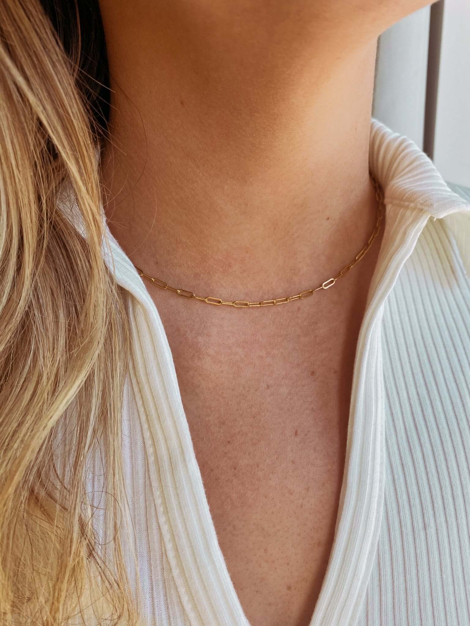 14K Gold Paperclip Chain Necklace - Jewellery Hut
