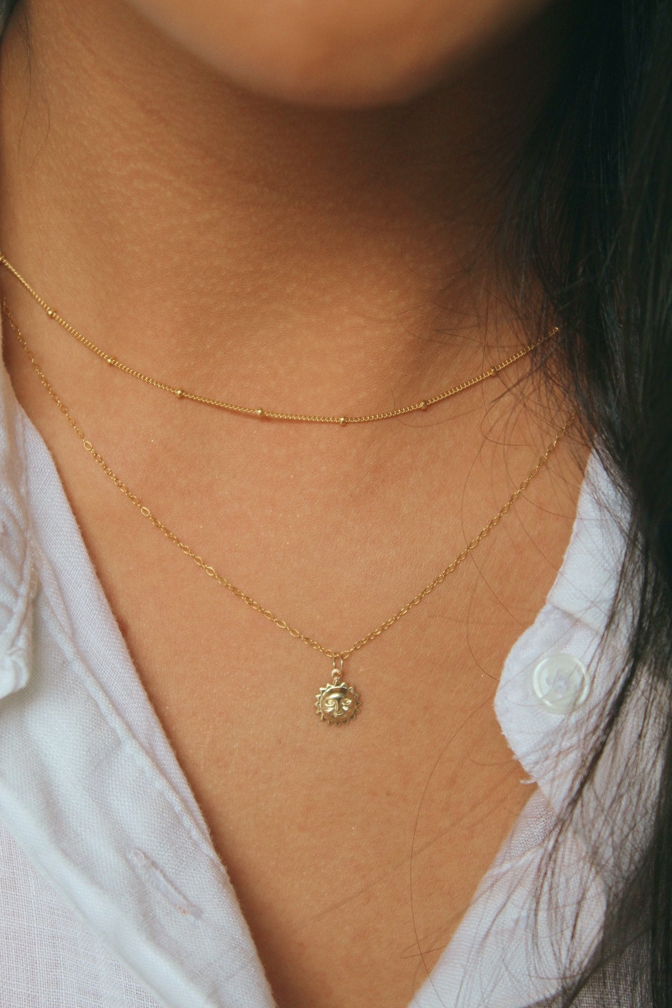 14K Gold Sun Charm Necklace - Jewellery Hut