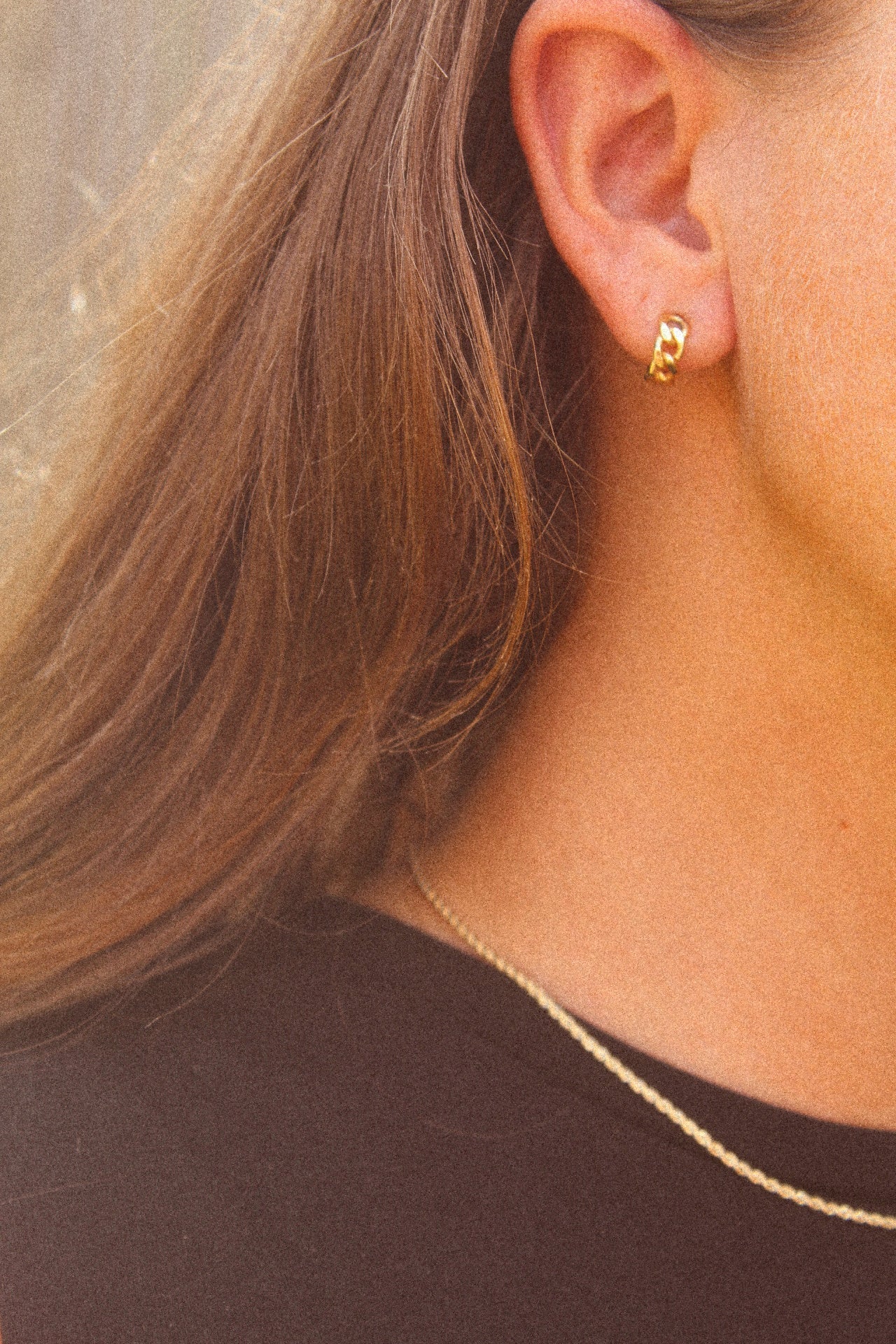 18k Gold Filled Chain Huggie Hoop Earrings - Jewellery Hut