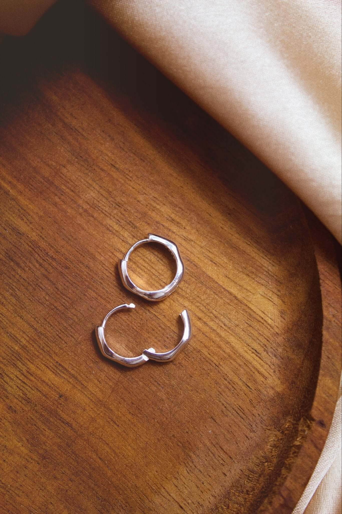 Sterling Silver Chunky Hexagonal Huggie Hoops - Jewellery Hut