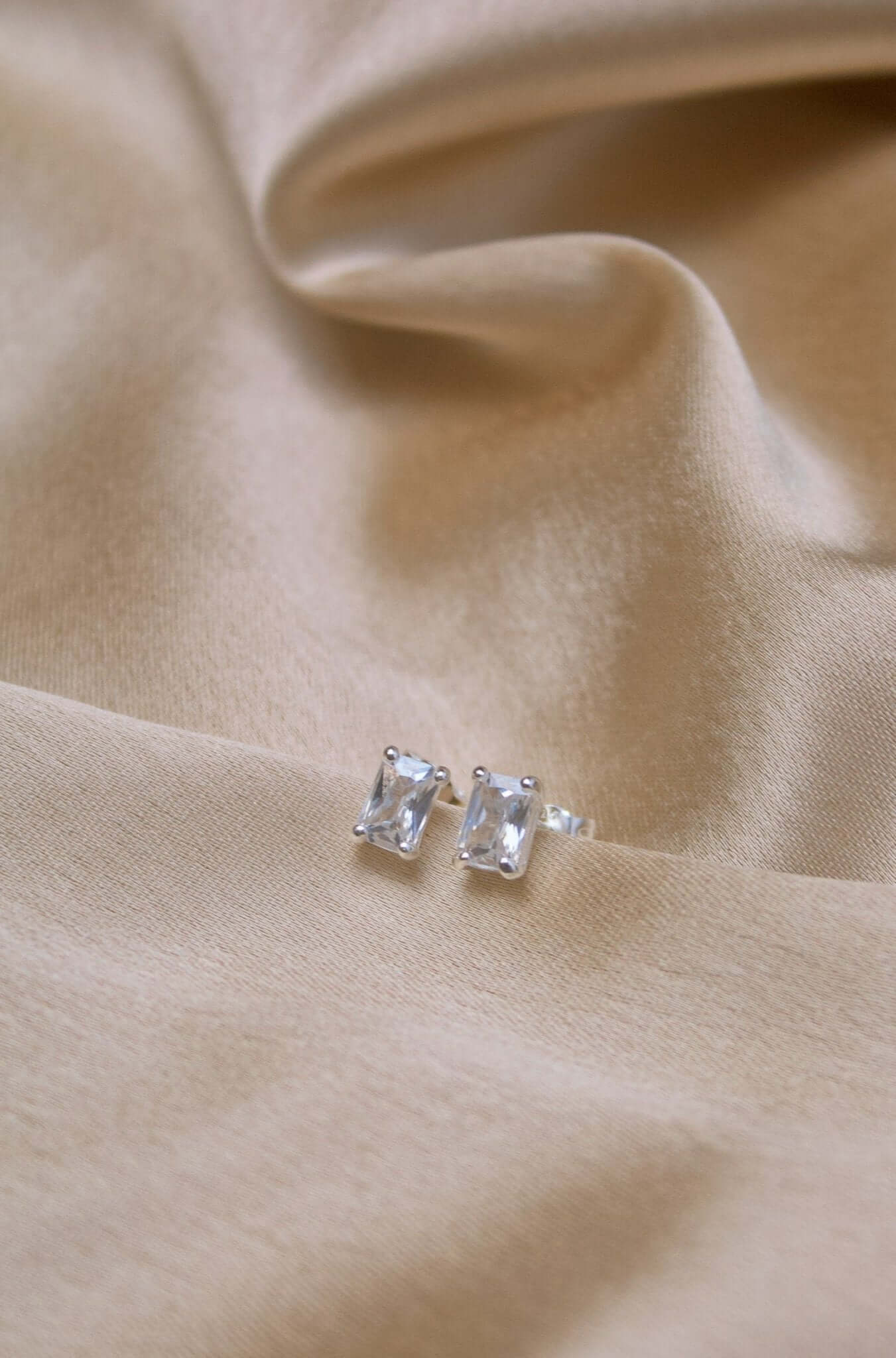 Sterling Silver Rectangle Cubic Stud Earrings - Jewellery Hut