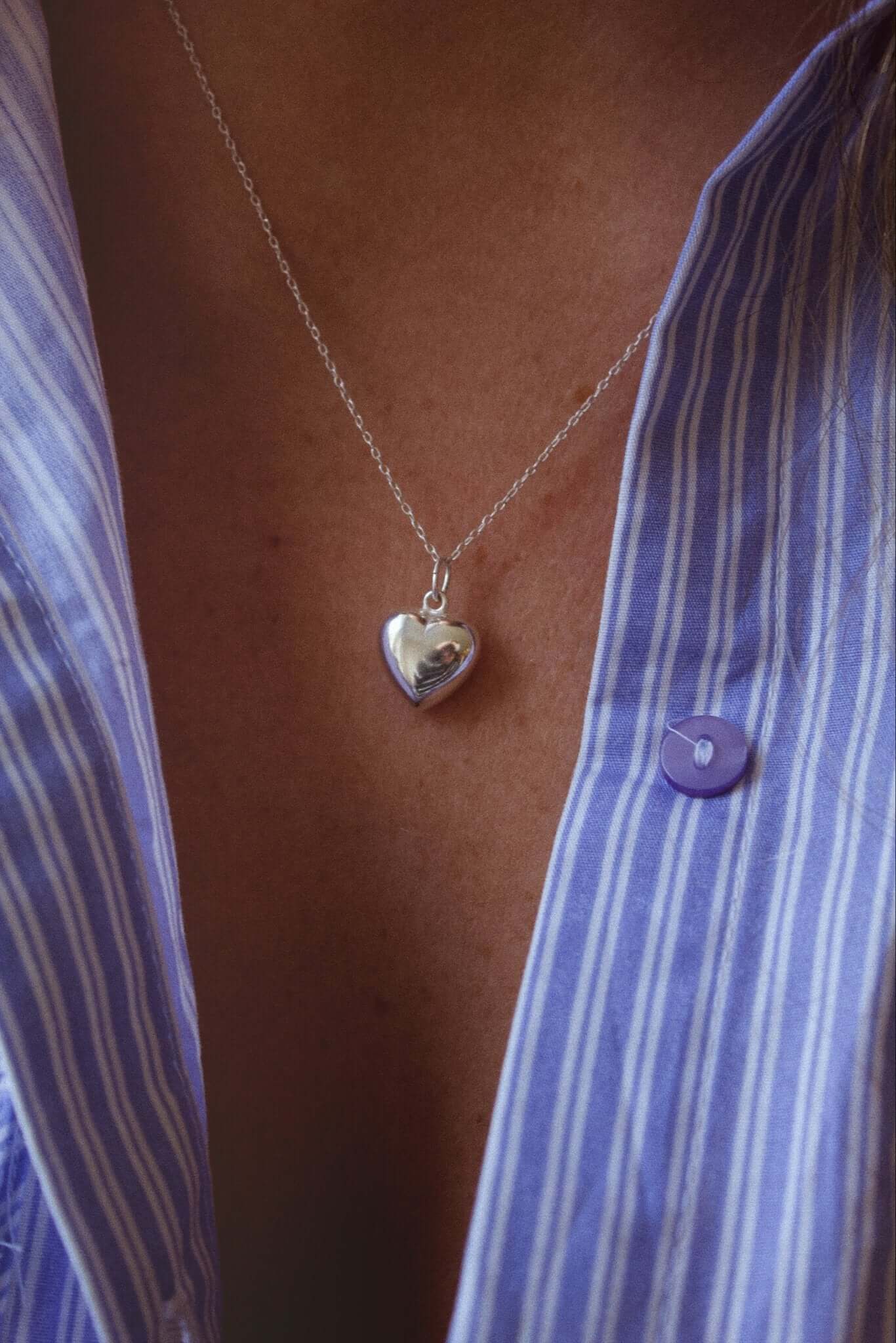 Sterling Silver Solid Heart Necklace - Jewellery Hut
