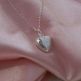 Sterling Silver Solid Heart Necklace - Jewellery Hut