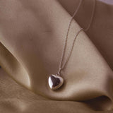 Sterling Silver Solid Heart Necklace - Jewellery Hut