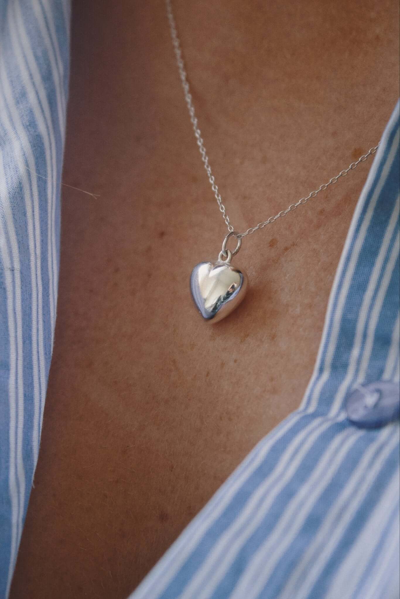 Sterling Silver Solid Heart Necklace - Jewellery Hut