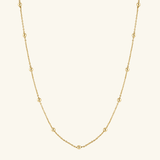 14K gold chunky bead necklace with adjustable length and water-resistant design, perfect for any occasion.