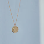 14k gold filled coin necklace featuring Republique Francoise 1808 coin charm on a delicate chain.