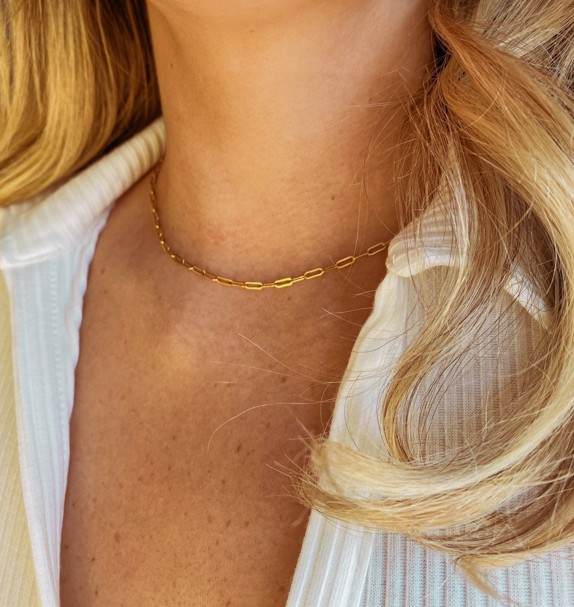14K Gold Paperclip Necklace and Bracelet Set - Jewellery Hut