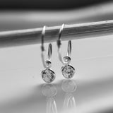 Sterling Silver Huggie Hoop Crystal Drop Earrings