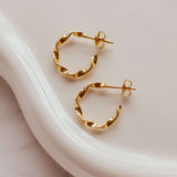 18K Gold Twisted Hoop Earrings