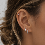 Sterling Silver CZ Flower Cartilage Earring