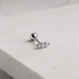 Sterling Silver CZ Cartilage Earring – Triple Crystal Screw Back Stud