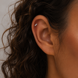Sterling Silver CZ Cartilage Earring – Triple Crystal Screw Back Stud