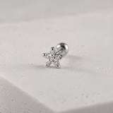 Sterling Silver CZ Flower Cartilage Earring