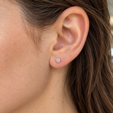 Sterling Silver Round CZ Stud Earrings