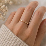 14K Gold Ring Hammered Finish