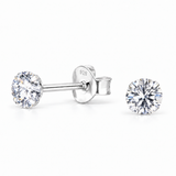 Sterling Silver Round CZ Stud Earrings