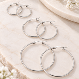 Silver Hinged Hoop Earrings
