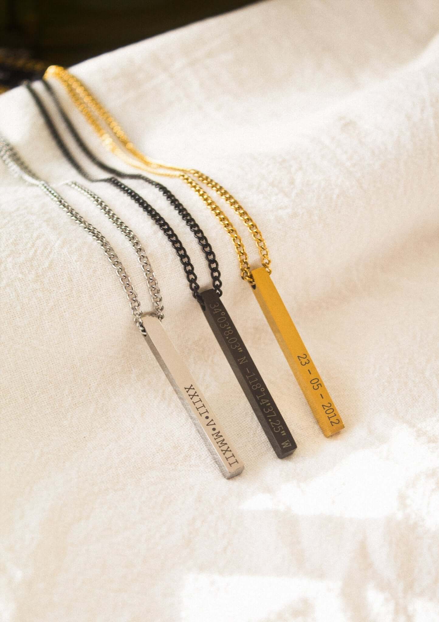 Black Personalised Bar Necklace - Jewellery Hut