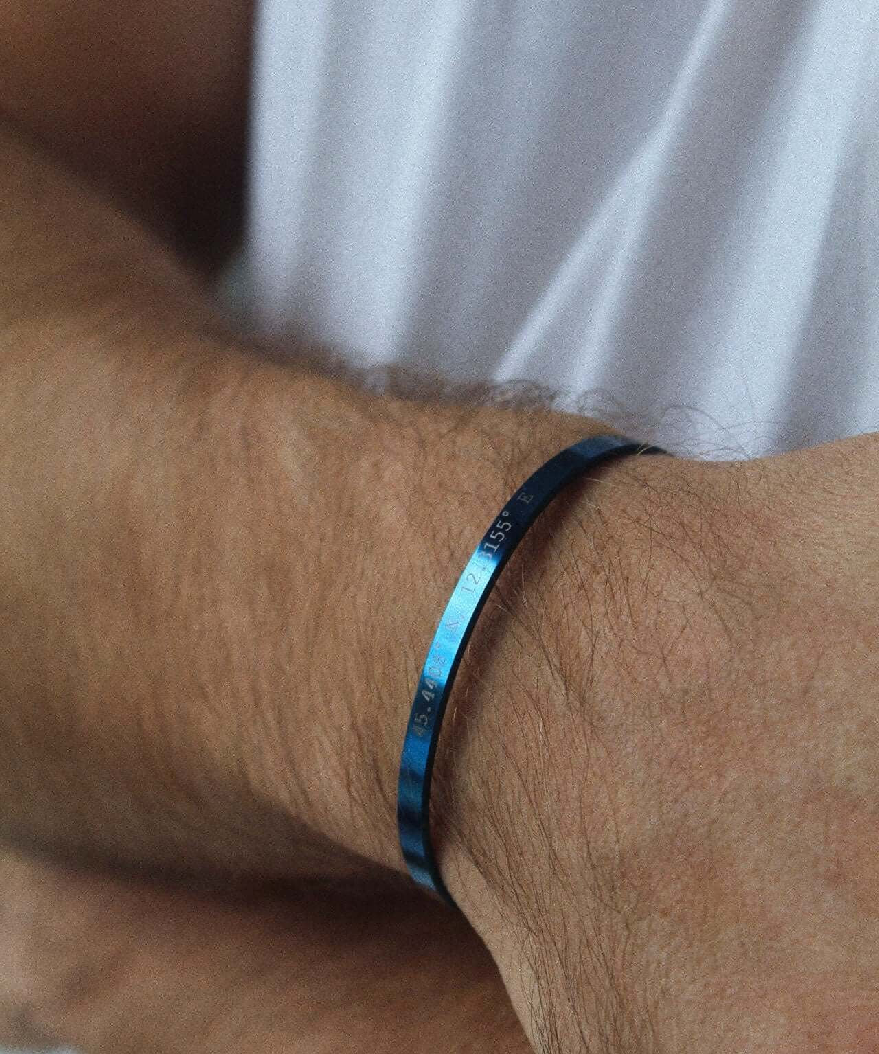 Blue Personalised Cuff Bracelet - Jewellery Hut