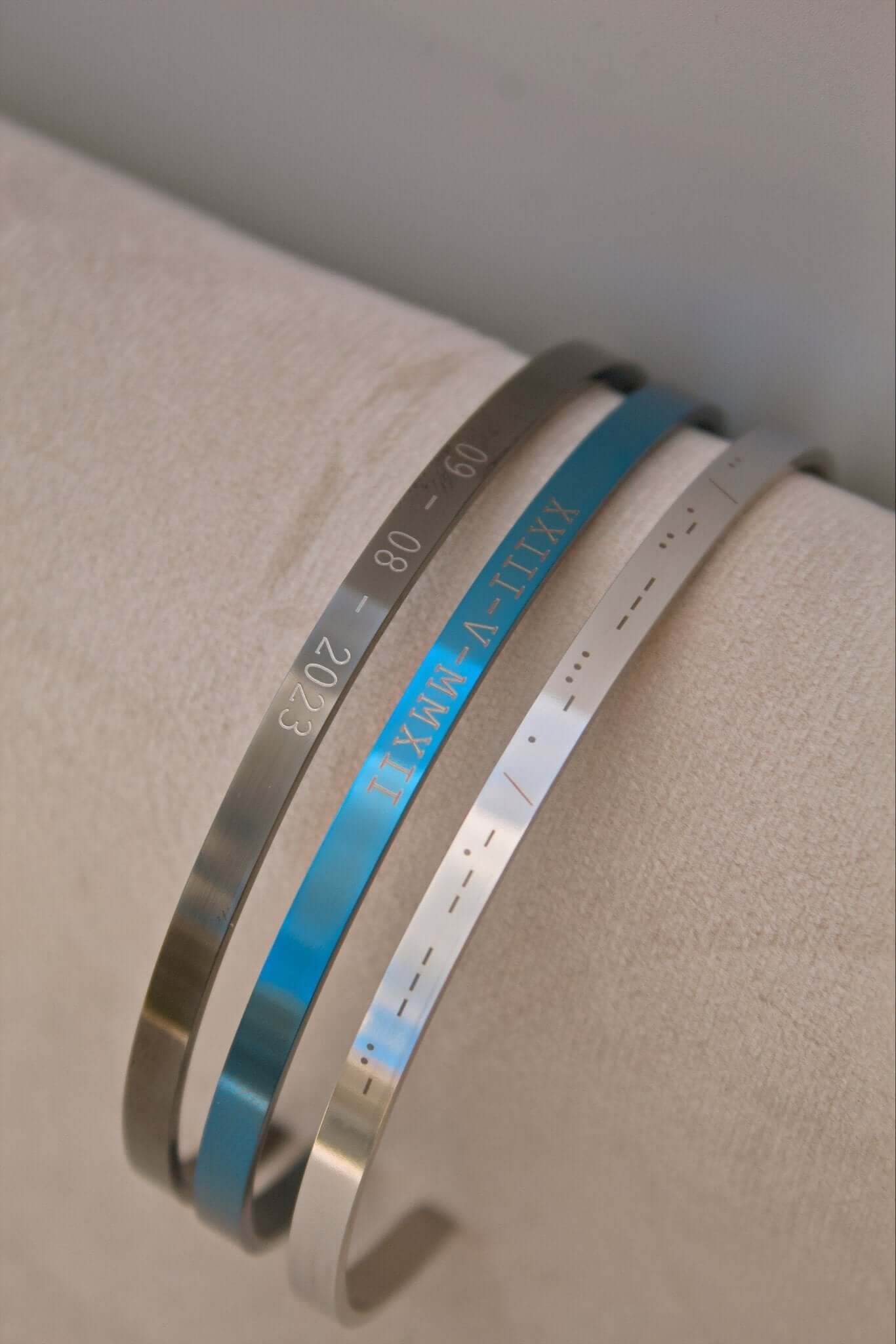 Blue Personalised Cuff Bracelet - Jewellery Hut