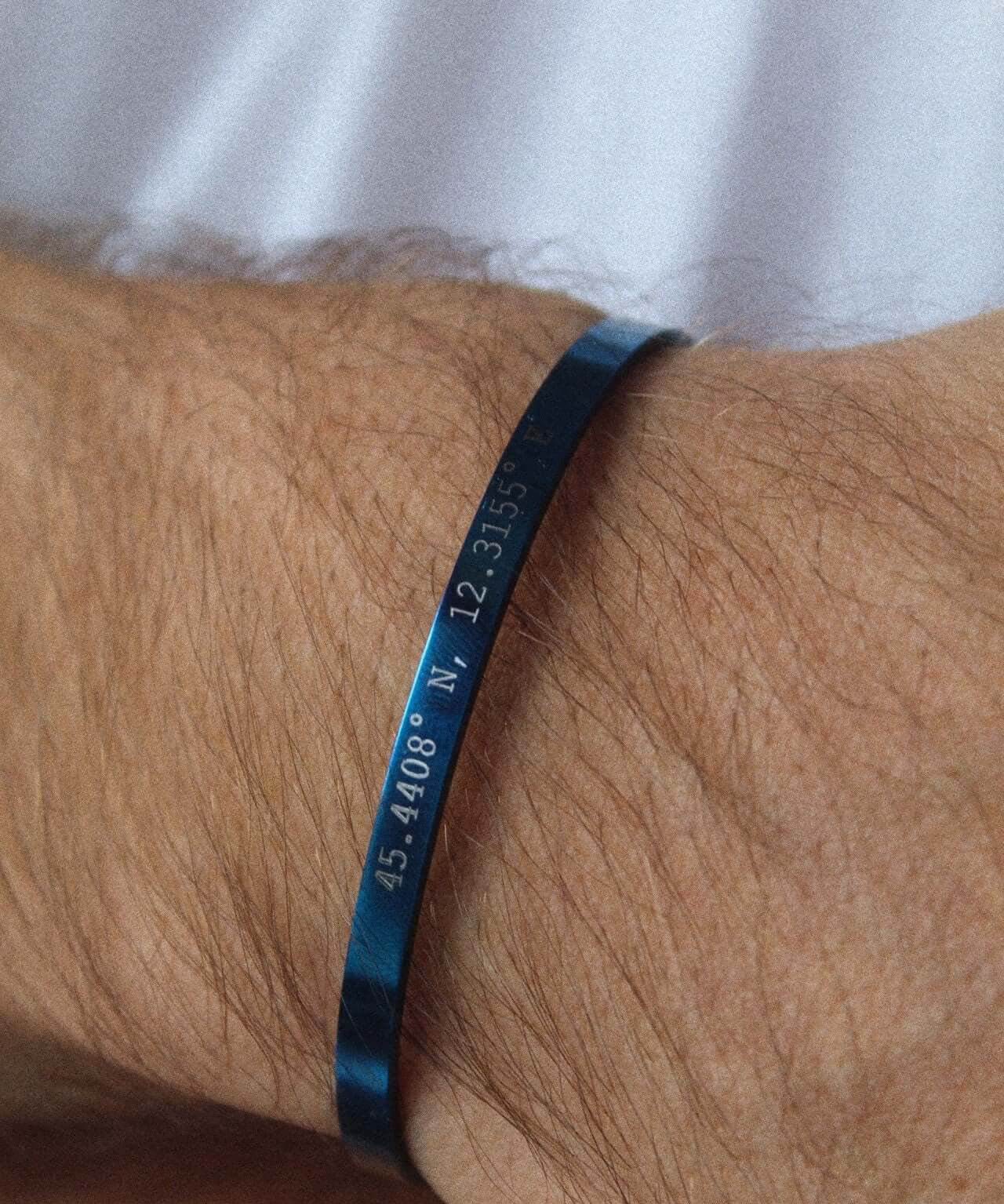Blue Personalised Cuff Bracelet - Jewellery Hut