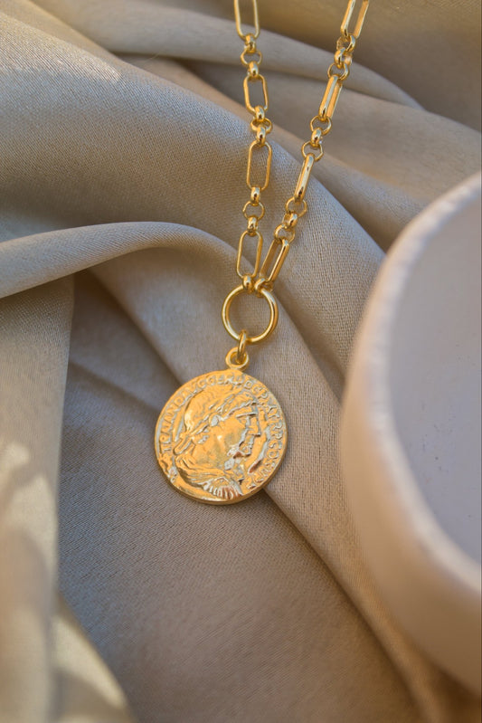 Coin Necklace 18ct Gold Plated - Jewellery Hut