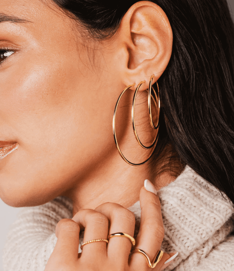 Gold Hinged Hoop Earrings - Jewellery Hut