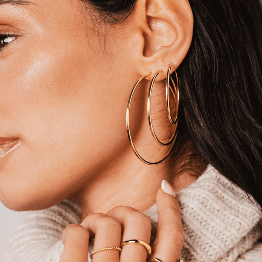 Gold Hinged Hoop Earrings - Jewellery Hut