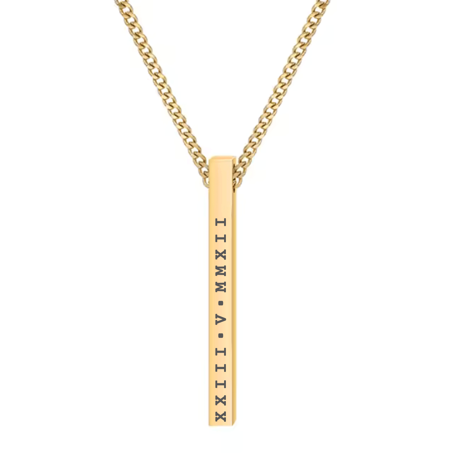 Gold personalised bar necklace with engraved design, perfect for meaningful gifts and elegant jewelry.