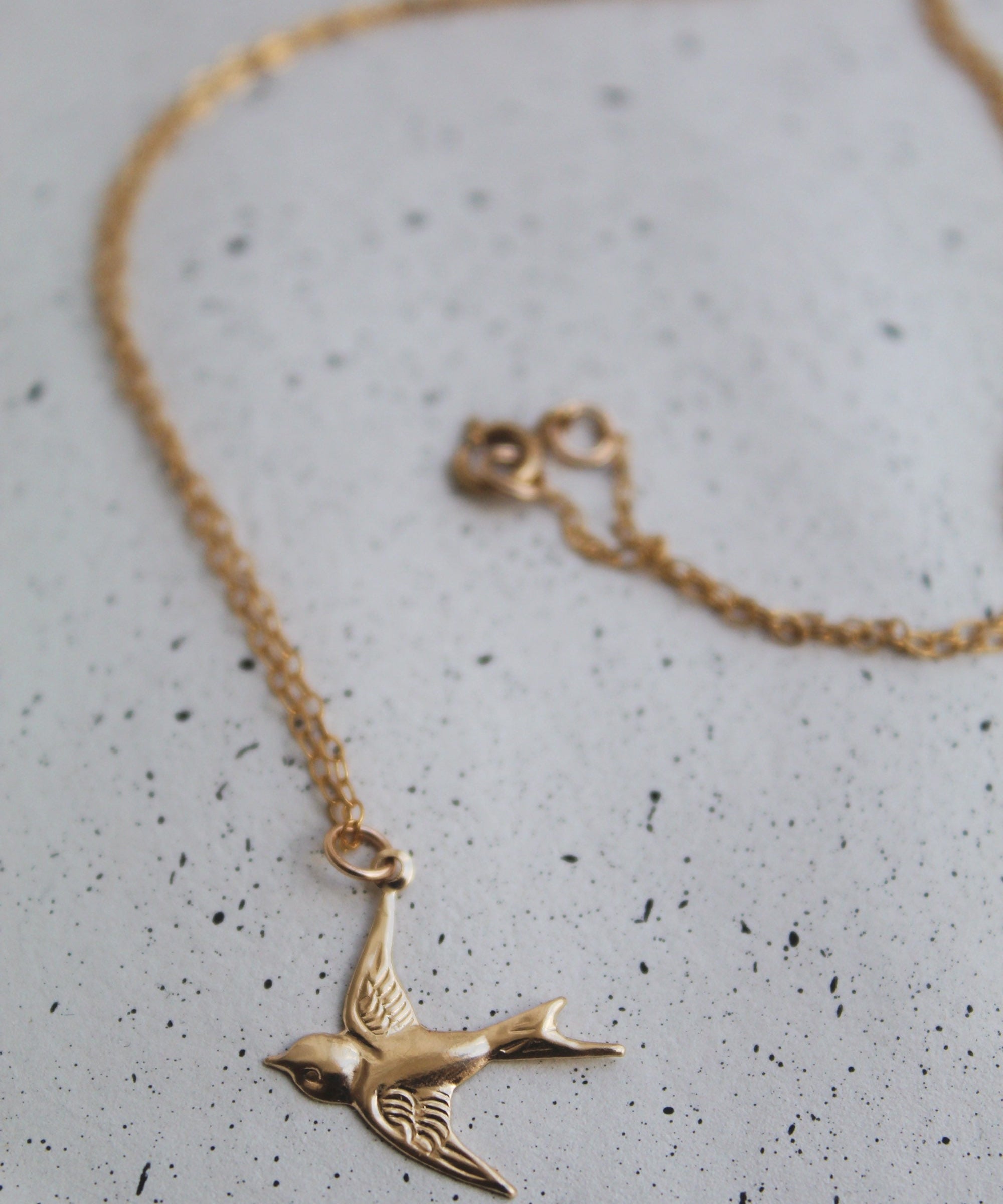 14K Gold Swallow Necklace