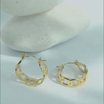 Gold chain hoop earrings resting on smooth stones, showcasing a modern design in high-quality gold stainless steel.