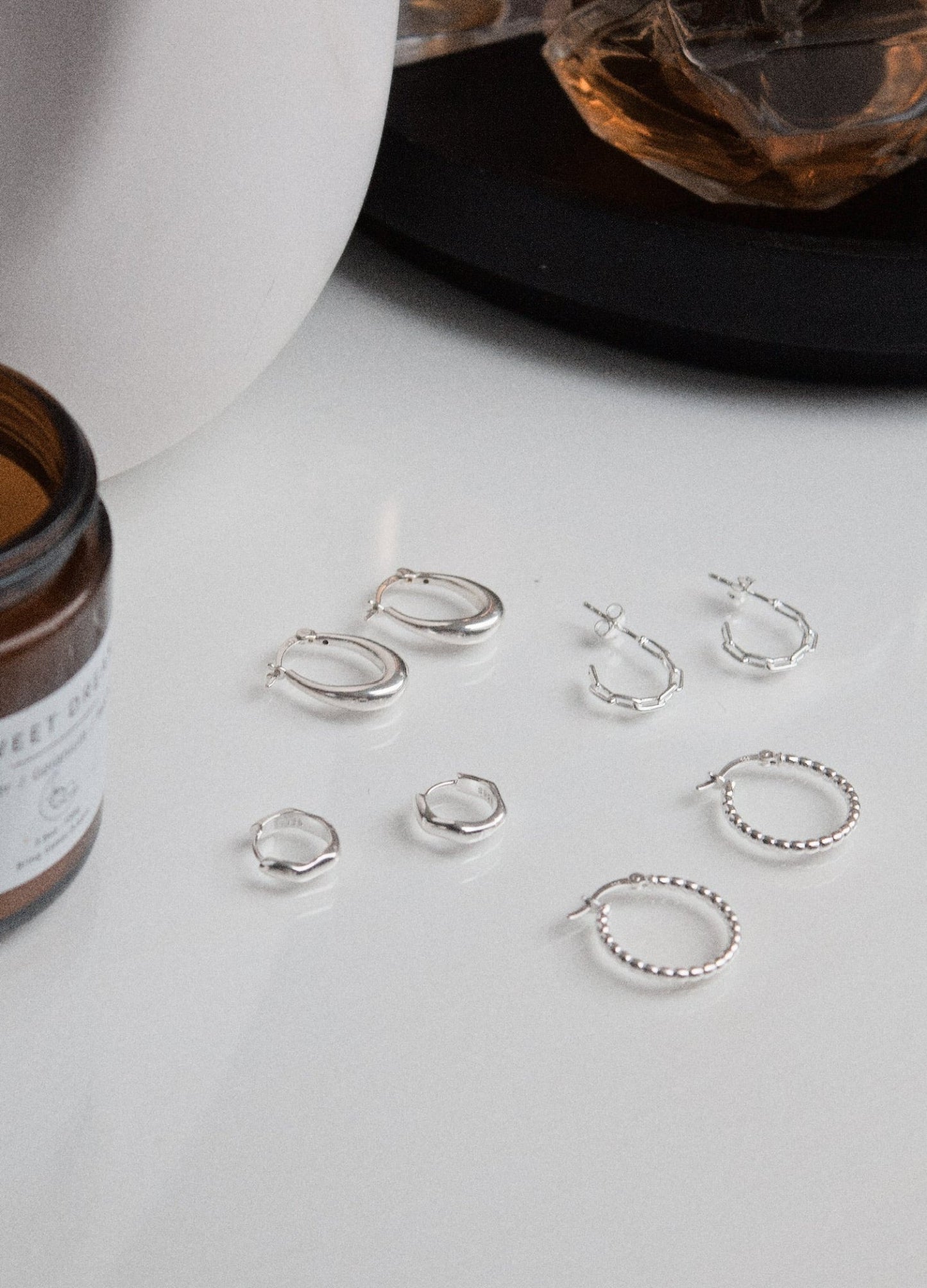 Sterling Silver Beaded Hoop Earrings - Jewellery Hut