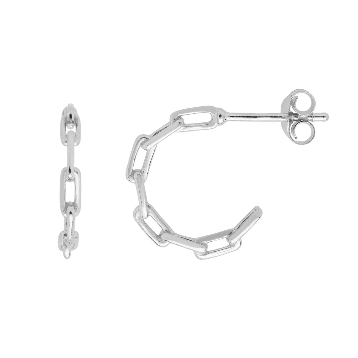 Sterling Silver Chain Hoop Earrings - Jewellery Hut