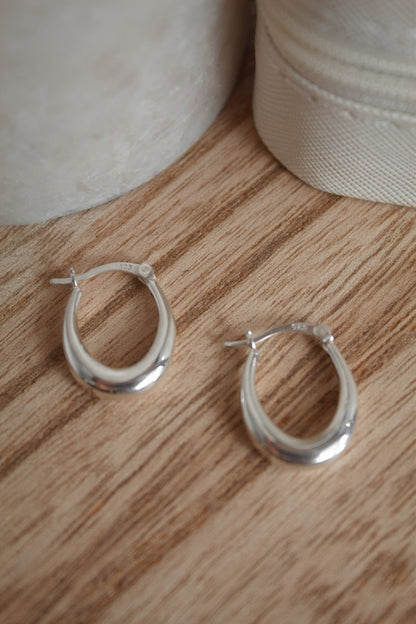Sterling Silver Oval Hoop Earrings - Jewellery Hut