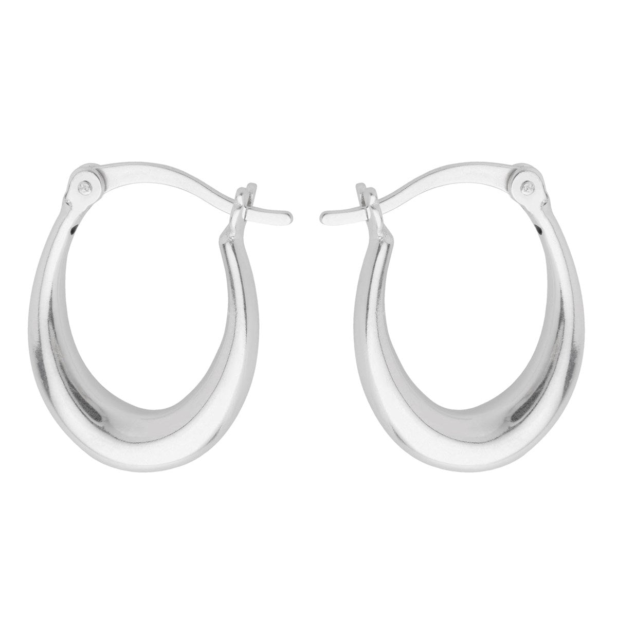 Sterling Silver Oval Hoop Earrings - Jewellery Hut