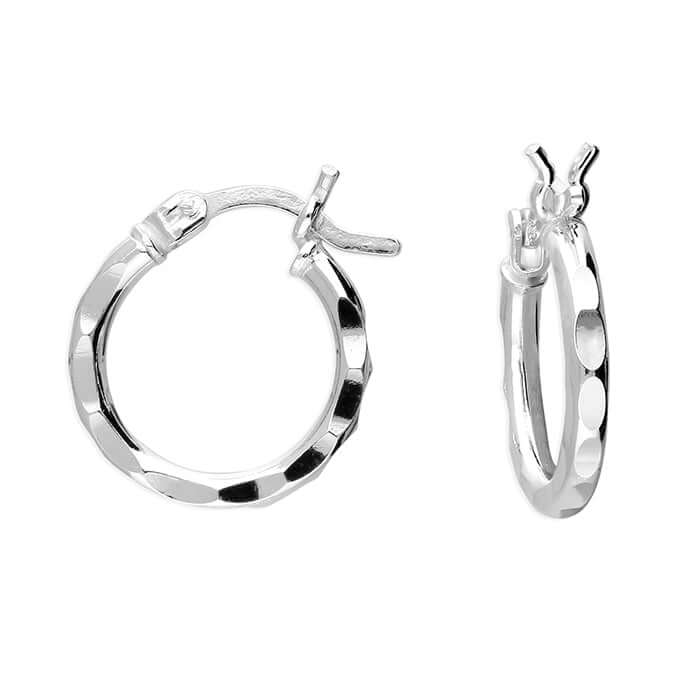 Sterling Silver Textured Hoop Earrings - Jewellery Hut