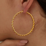 Big Gold Twisted Hoop Earrings
