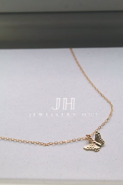 14K Gold Butterfly Charm Necklace - Jewellery Hut