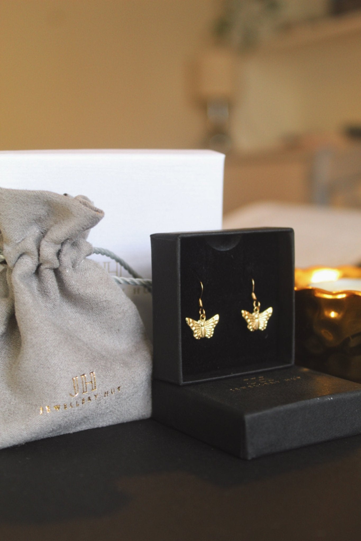 14K Gold Butterfly Earrings - Jewellery Hut