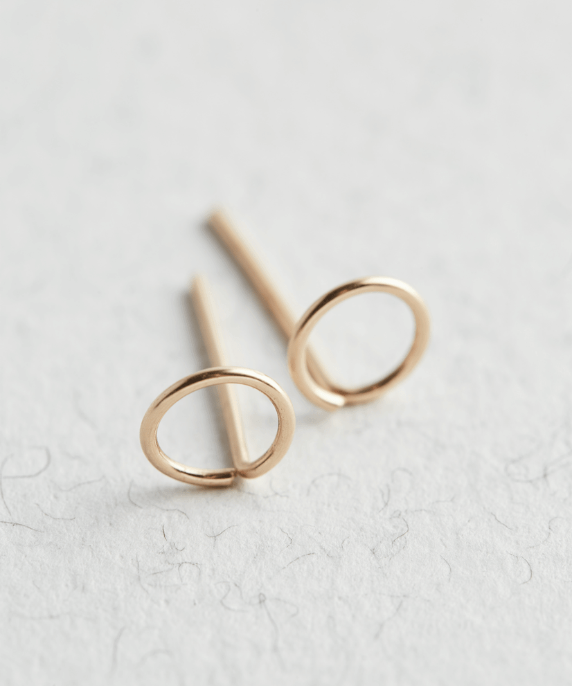 14K Gold Circle Stud Earrings - Jewellery Hut