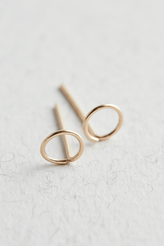 14K Gold Circle Stud Earrings - Jewellery Hut