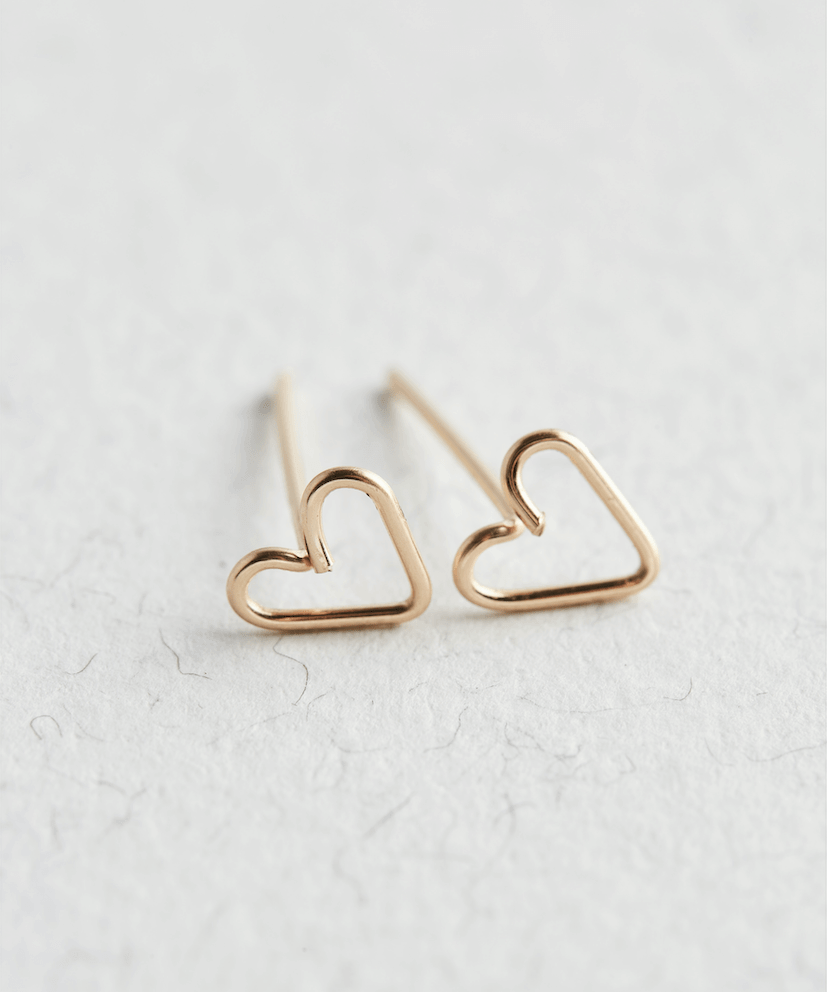 14K Gold Heart Stud Earrings - Jewellery Hut